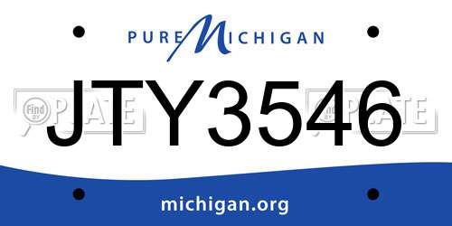 JTY3546 Michigan License Plate