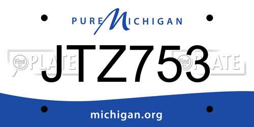 JTZ753 Michigan License Plate