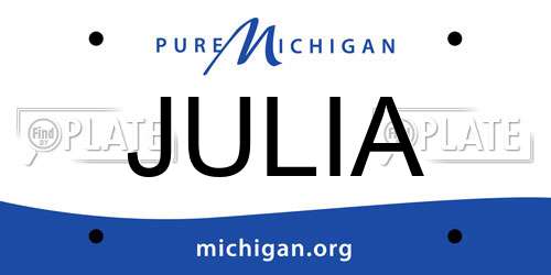 JULIA Michigan License Plate