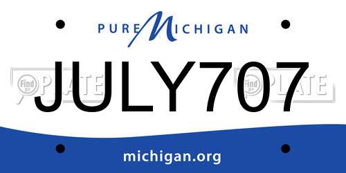 JULY707 Michigan License Plate