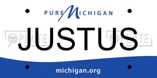 JUSTUS Michigan License Plate