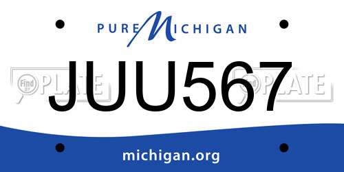 JUU567 Michigan License Plate