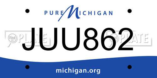 JUU862 Michigan License Plate
