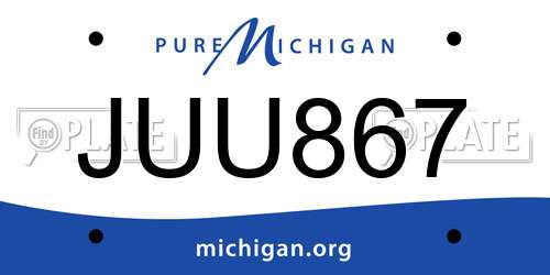 JUU867 Michigan License Plate