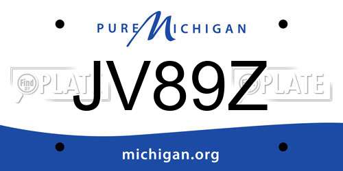 JV89Z Michigan License Plate