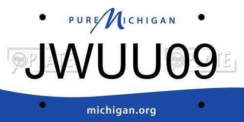 JWUU09 Michigan License Plate