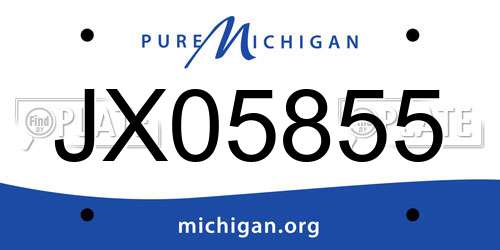 JX05855 Michigan License Plate