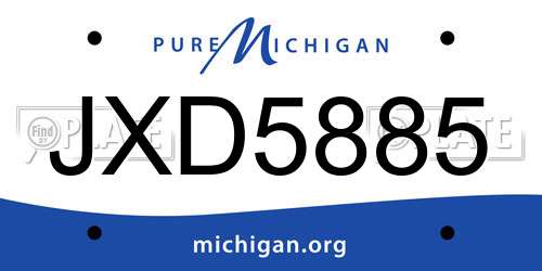 JXD5885 Michigan License Plate