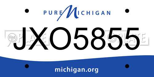 JXO5855 Michigan License Plate