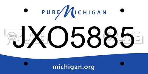 JXO5885 Michigan License Plate