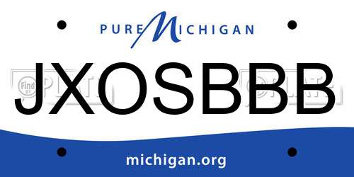 JXOSBBB Michigan License Plate