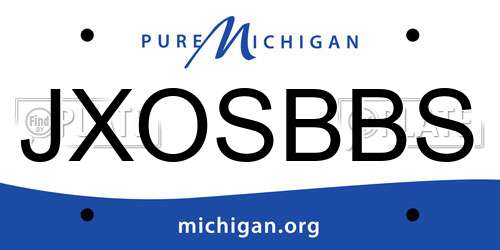 JXOSBBS Michigan License Plate