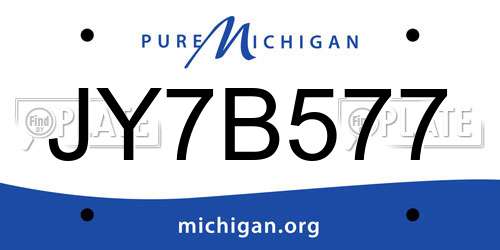 JY7B577 Michigan License Plate