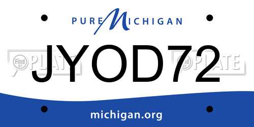 JYOD72 Michigan License Plate