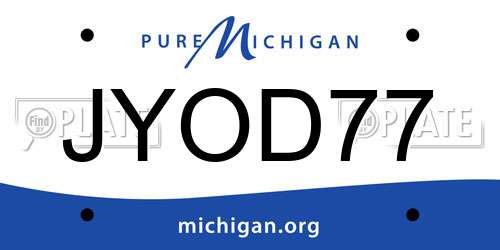 JYOD77 Michigan License Plate