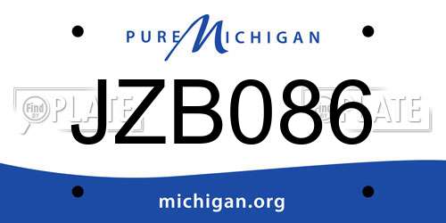 JZB086 Michigan License Plate