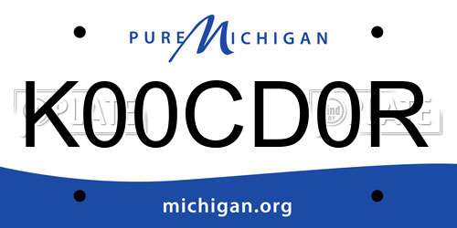 K00CD0R Michigan License Plate