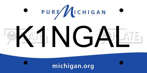K1NGAL Michigan License Plate
