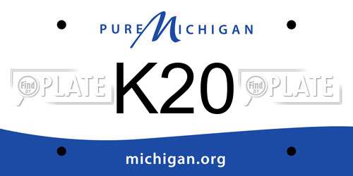 K20 Michigan License Plate