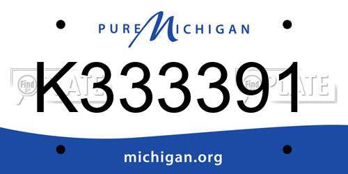K333391 Michigan License Plate