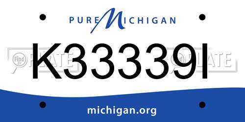 K33339I Michigan License Plate