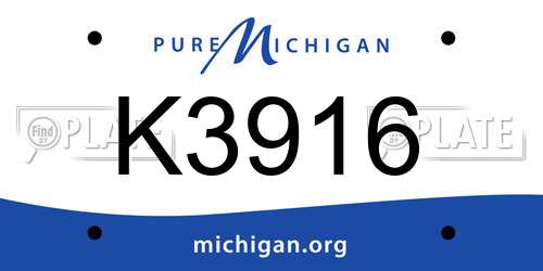 K3916 Michigan License Plate