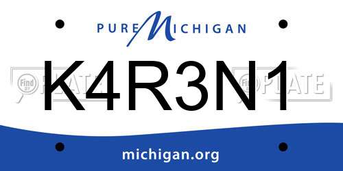 K4R3N1 Michigan License Plate