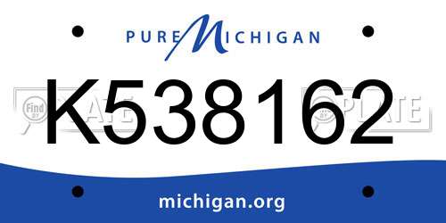 K538162 Michigan License Plate