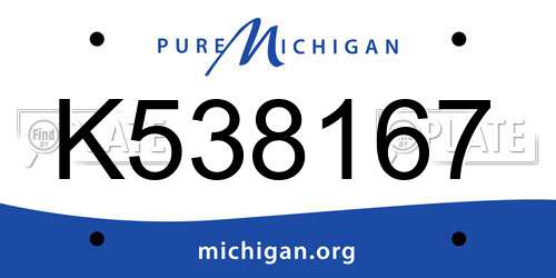 K538167 Michigan License Plate