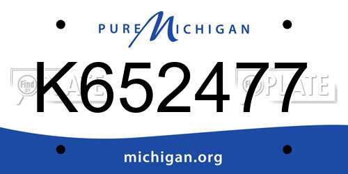 K652477 Michigan License Plate