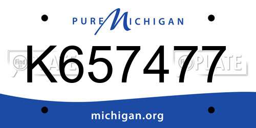 K657477 Michigan License Plate