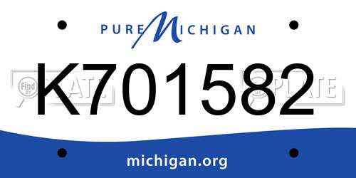 K701582 Michigan License Plate