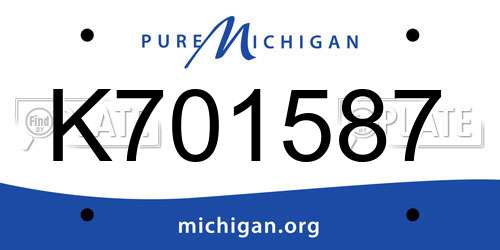 K701587 Michigan License Plate