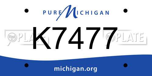 K7477 Michigan License Plate