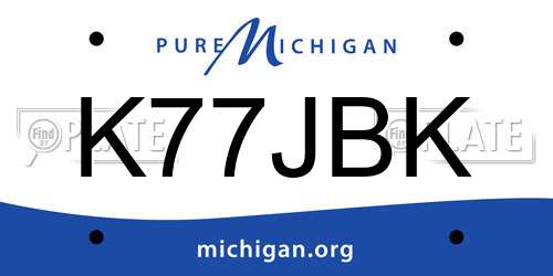 K77JBK Michigan License Plate