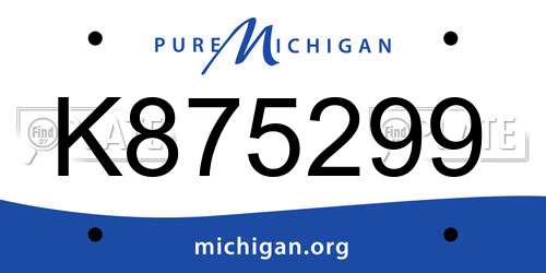 K875299 Michigan License Plate