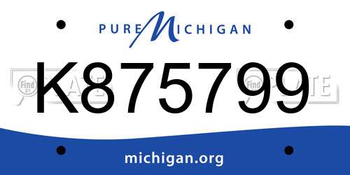 K875799 Michigan License Plate