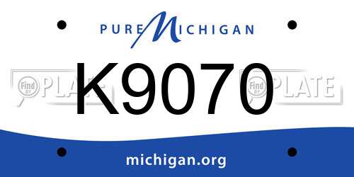 K9070 Michigan License Plate
