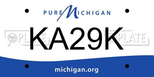 KA29K Michigan License Plate
