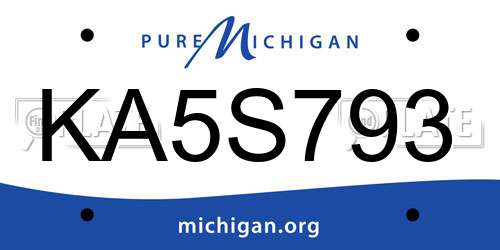 KA5S793 Michigan License Plate