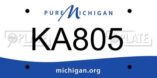KA805 Michigan License Plate