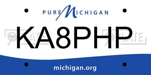 KA8PHP Michigan License Plate