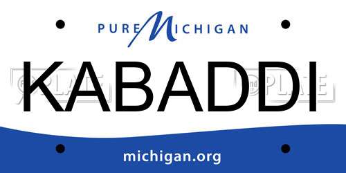 KABADDI Michigan License Plate