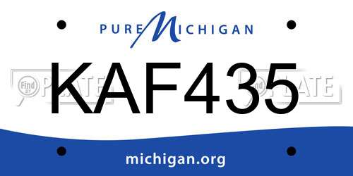 KAF435 Michigan License Plate