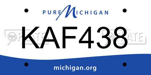 KAF438 Michigan License Plate