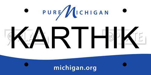 KARTHIK Michigan License Plate