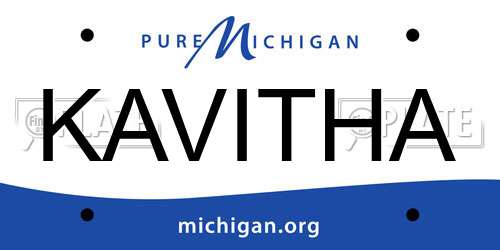 KAVITHA Michigan License Plate