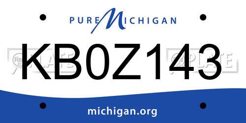 KB0Z143 Michigan License Plate