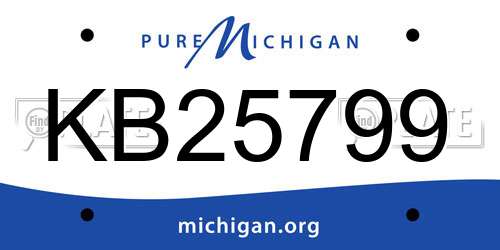 KB25799 Michigan License Plate