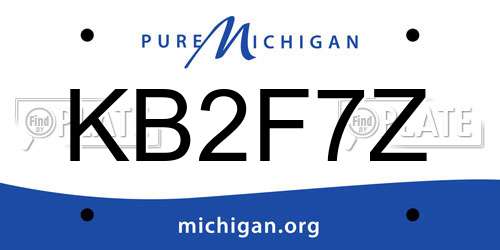 KB2F7Z Michigan License Plate